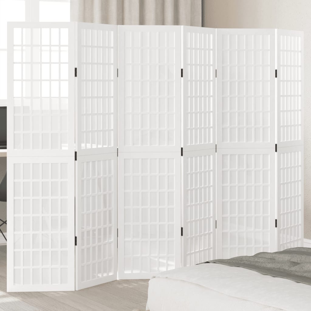 vidaXL Kamerscherm met 3 panelen massief paulowniahout wit