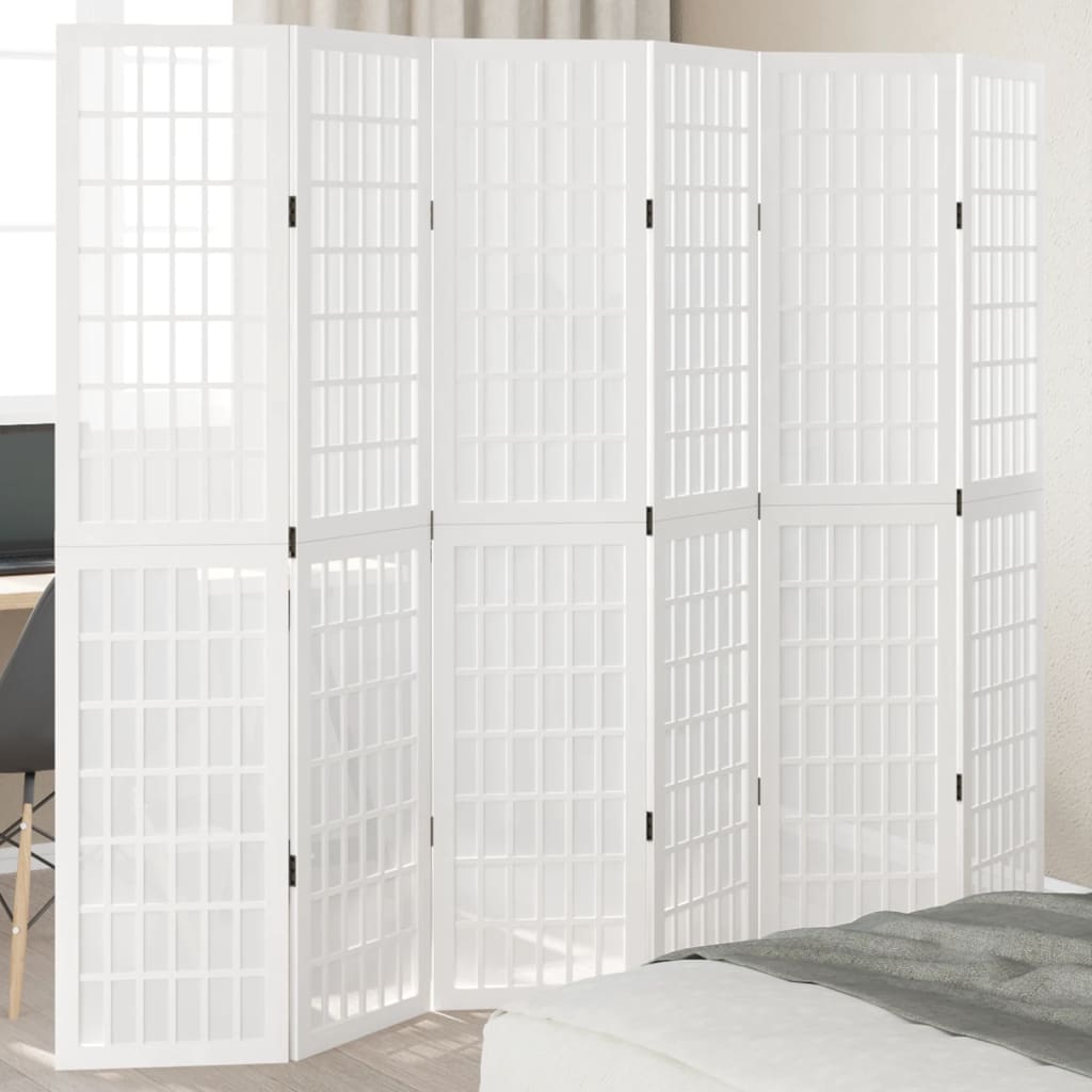 vidaXL Kamerscherm met 3 panelen massief paulowniahout wit