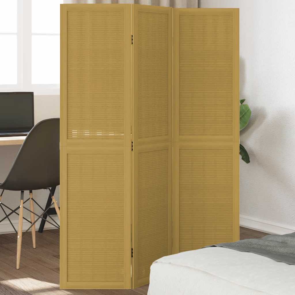 vidaXL Kamerscherm met 3 panelen massief paulowniahout bruin