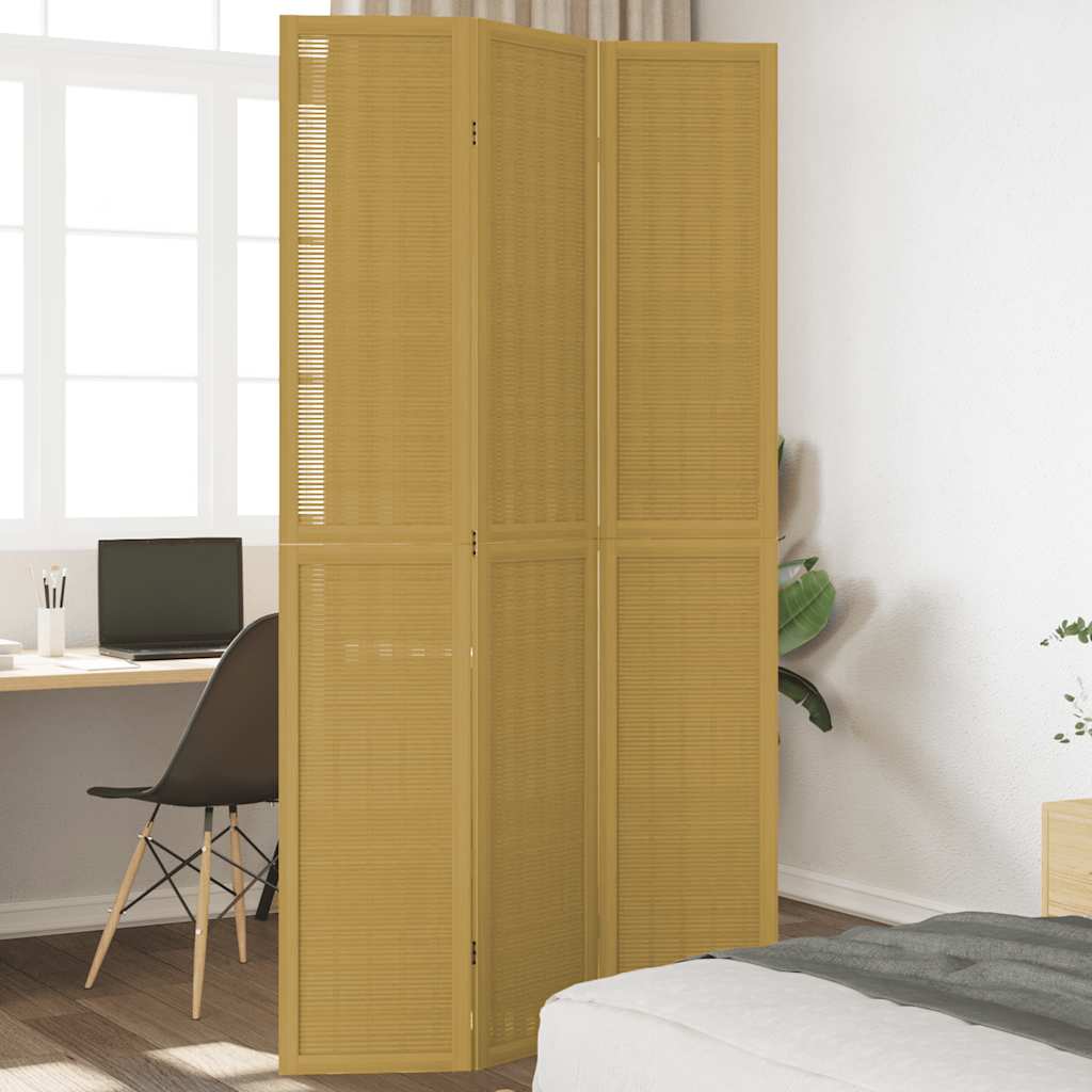 vidaXL Kamerscherm met 3 panelen massief paulowniahout bruin