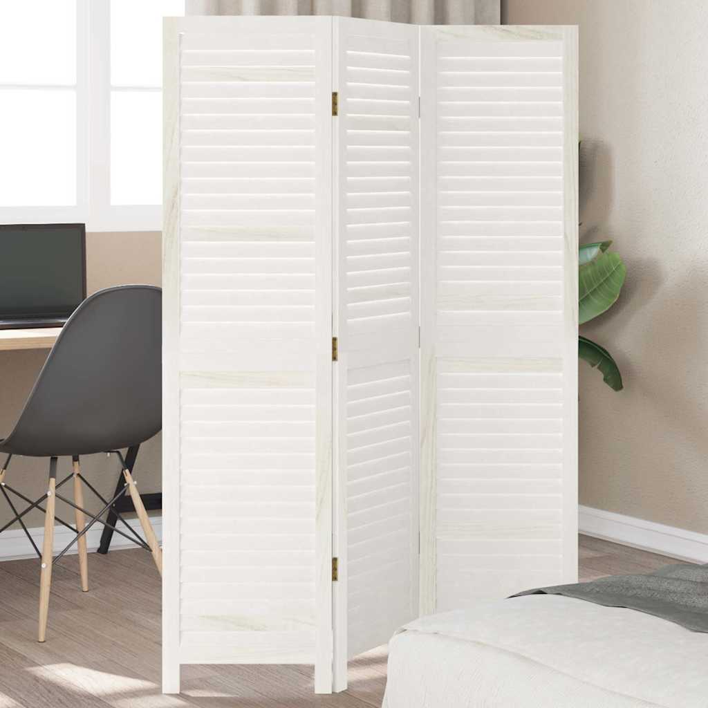 vidaXL Kamerscherm met 3 panelen massief paulowniahout wit