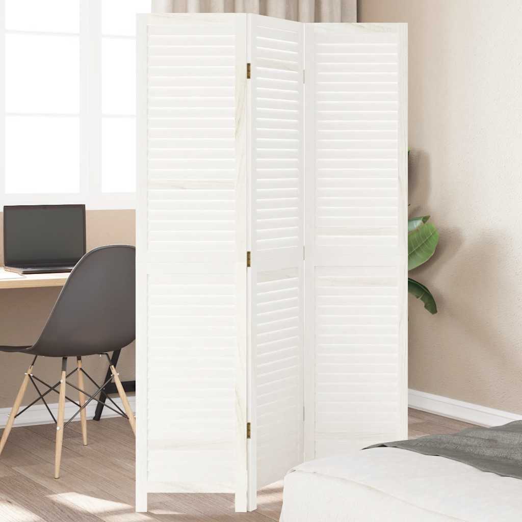 vidaXL Kamerscherm met 3 panelen massief paulowniahout wit