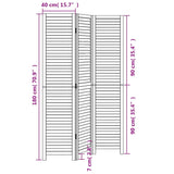 vidaXL Kamerscherm met 3 panelen massief paulowniahout wit