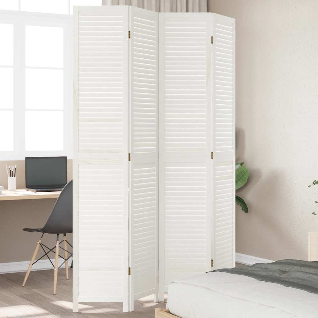 vidaXL Kamerscherm met 3 panelen massief paulowniahout wit