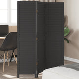 vidaXL 3-Panel Room Divider Solid Paulownia Wood Black