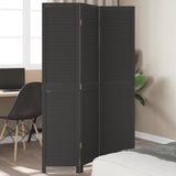 vidaXL 3-Panel Room Divider Solid Paulownia Wood Black