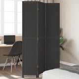 vidaXL 3-Panel Room Divider Solid Paulownia Wood Black
