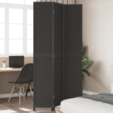 vidaXL 3-Panel Room Divider Solid Paulownia Wood Black