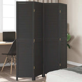 vidaXL 3-Panel Room Divider Solid Paulownia Wood Black