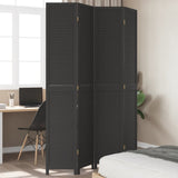 vidaXL 3-Panel Room Divider Solid Paulownia Wood Black