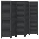 vidaXL 3-Panel Room Divider Solid Paulownia Wood Black