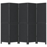 vidaXL 3-Panel Room Divider Solid Paulownia Wood Black