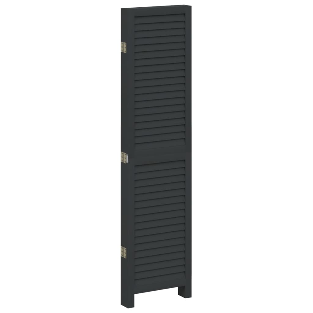 vidaXL 3-Panel Room Divider Solid Paulownia Wood Black