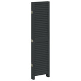 vidaXL 3-Panel Room Divider Solid Paulownia Wood Black