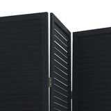 vidaXL 3-Panel Room Divider Solid Paulownia Wood Black