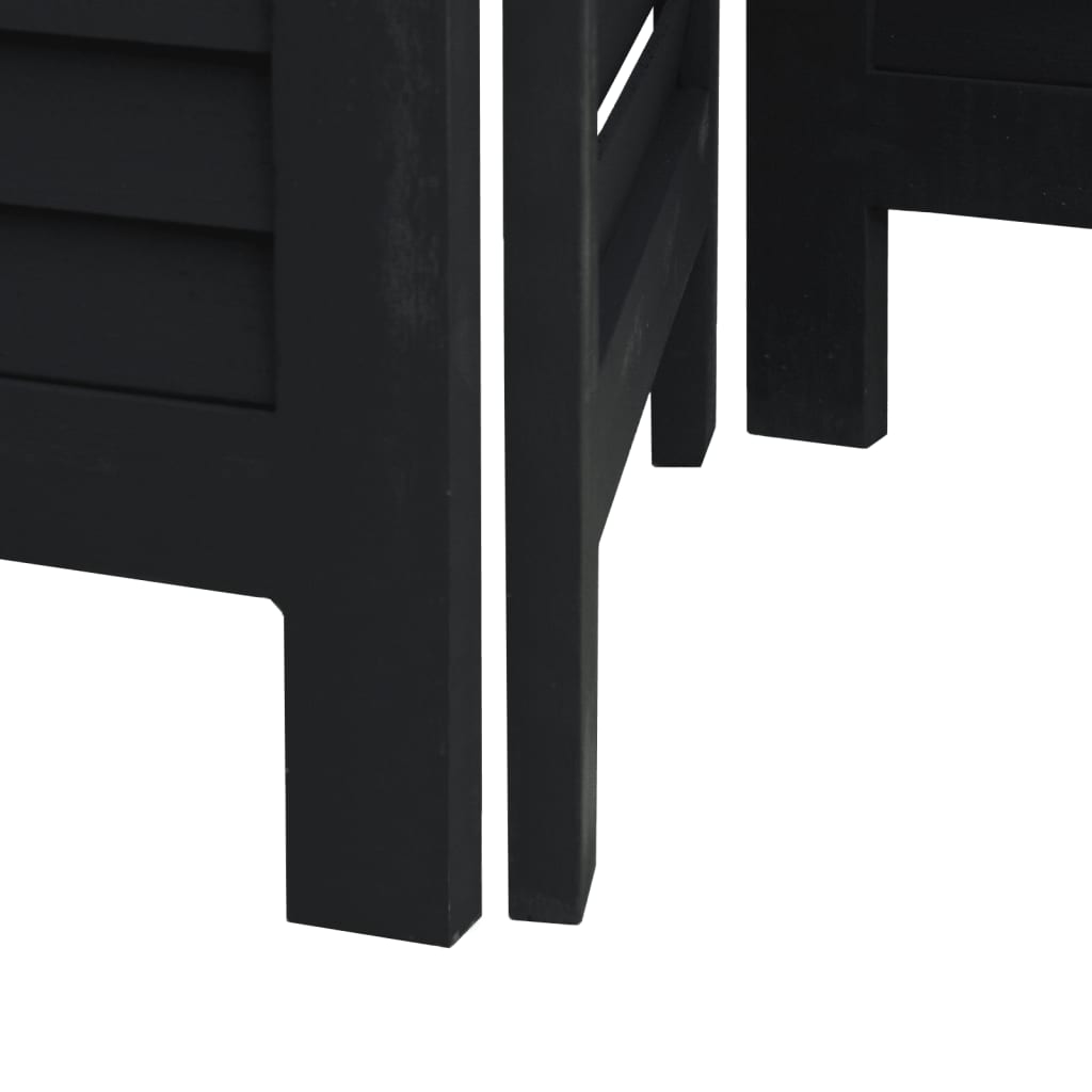 vidaXL 3-Panel Room Divider Solid Paulownia Wood Black