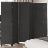 vidaXL 3-Panel Room Divider Solid Paulownia Wood Black