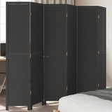 vidaXL 3-Panel Room Divider Solid Paulownia Wood Black