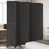 vidaXL 3-Panel Room Divider Solid Paulownia Wood Black