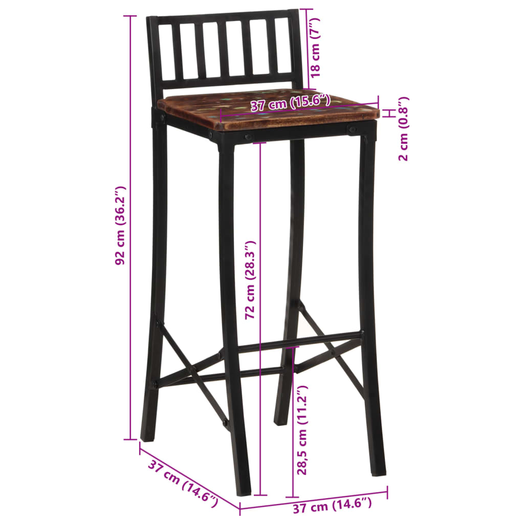 vidaXL Barstoelen 2 st massief acaciahout