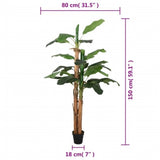 vidaXL Kunstplant bananenboom 9 bladeren 120 cm groen