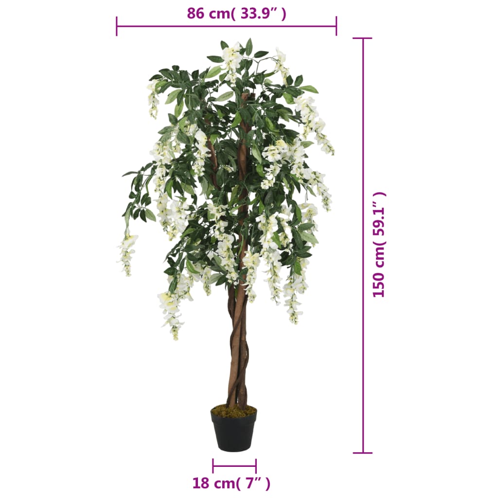 vidaXL Artificial wisteria tree 560 leaves 80 cm green and white