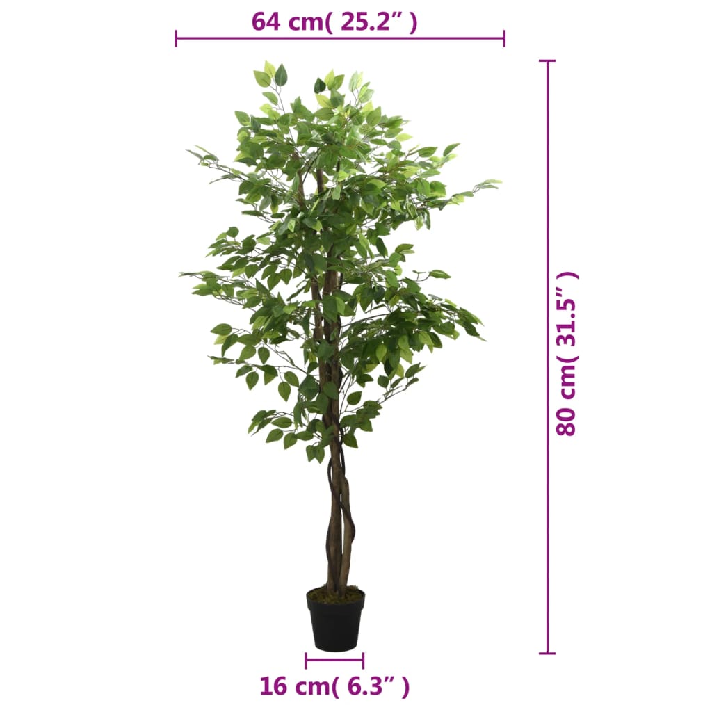 vidaXL Artificial Ficus Plant 378 Leaves 80 cm Green