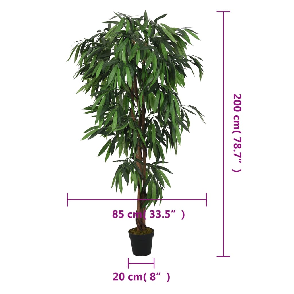 vidaXL Kunstplant mangoboom 300 bladeren 80 cm groen