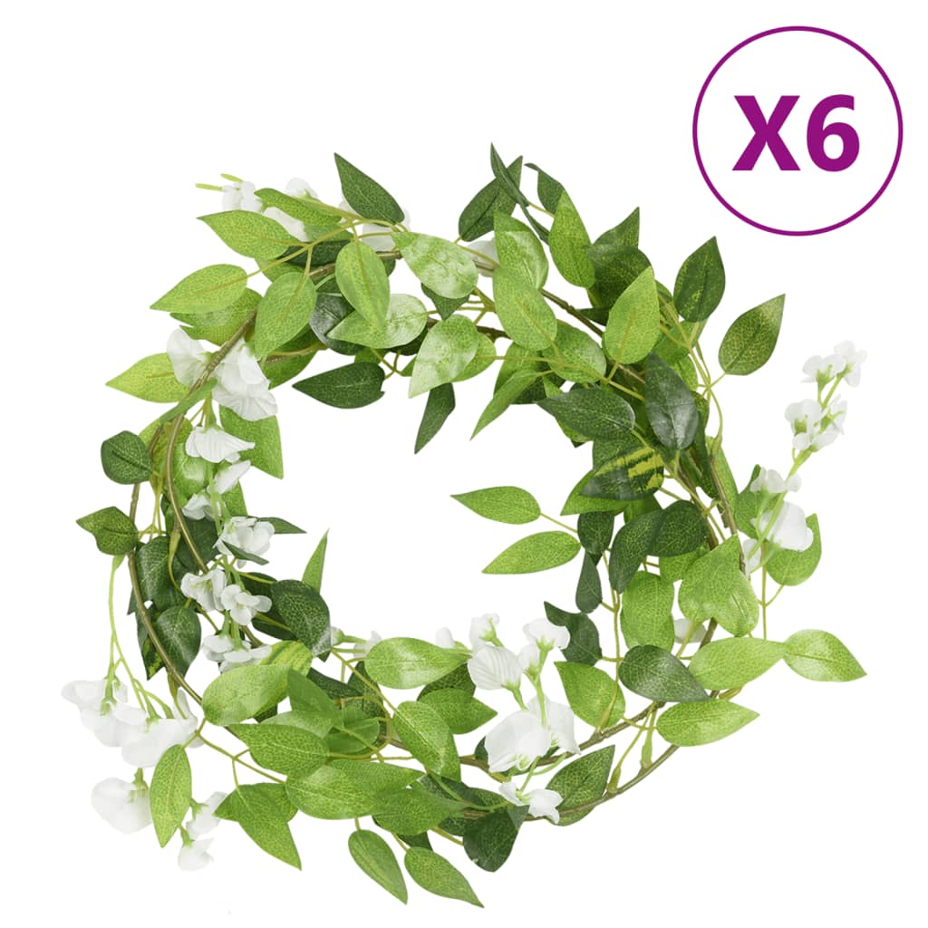 vidaXL Artificial Garlands 6 pcs 200 cm white