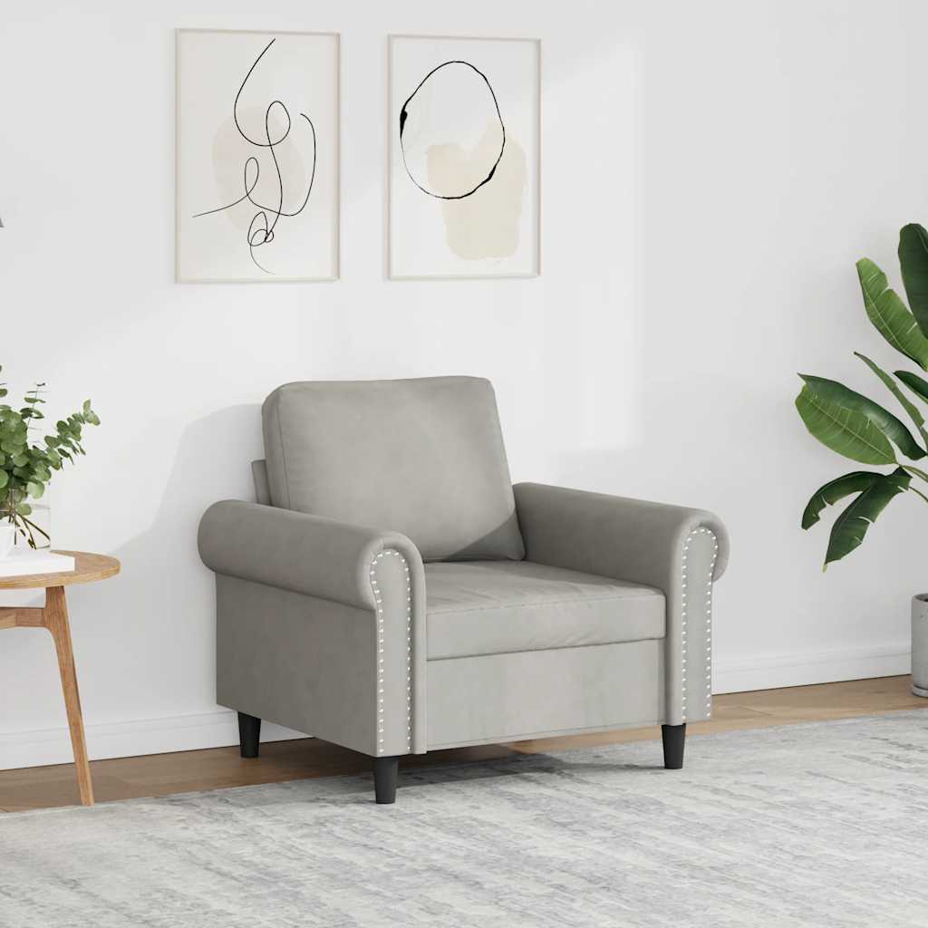 vidaXL Fauteuil 60 cm fluweel lichtgrijs