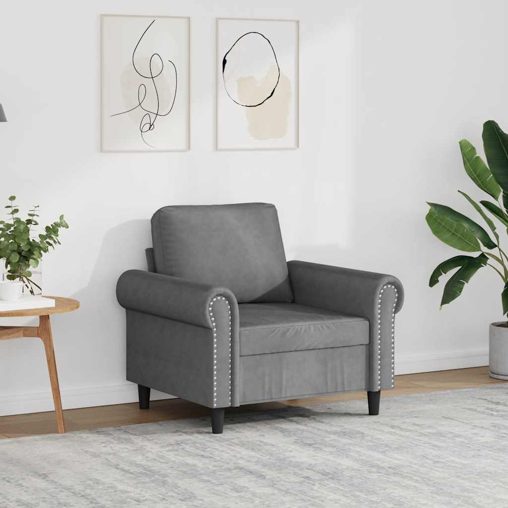 vidaXL Fauteuil 60 cm fluweel lichtgrijs