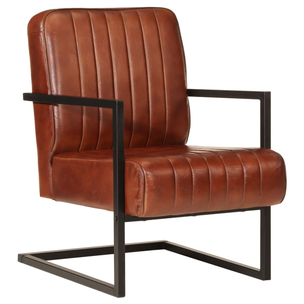 vidaXL Fauteuil echt leer verweerd grijs