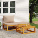 vidaXL Corner Sofa Sets 2-Piece Sectional with Taupe Cushions Solid Acacia Wood