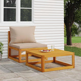 vidaXL Corner Sofa Sets 2-Piece Sectional with Taupe Cushions Solid Acacia Wood