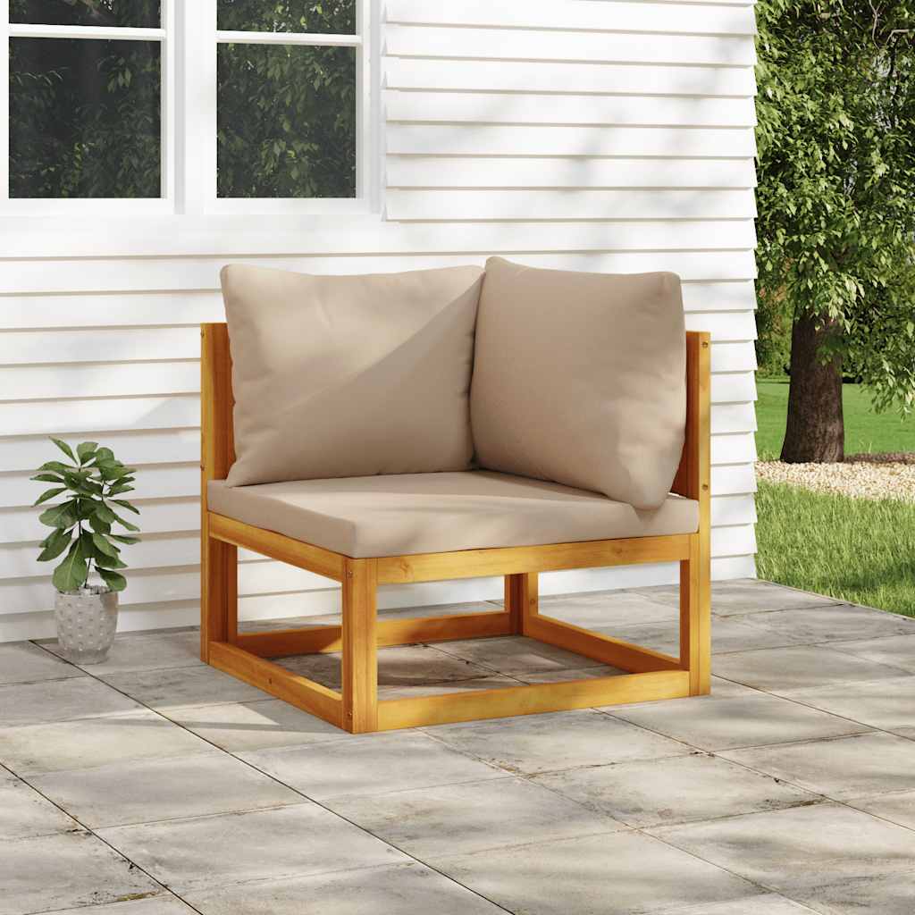 vidaXL Corner Sofa Sets 2-Piece Sectional with Taupe Cushions Solid Acacia Wood