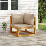 vidaXL Corner Sofa Sets 2-Piece Sectional with Taupe Cushions Solid Acacia Wood