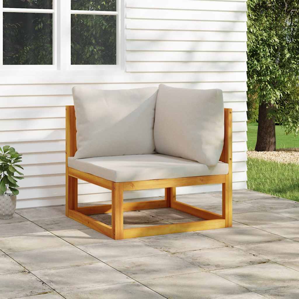 vidaXL Corner Sofa Sets 2-Piece Sectional with Taupe Cushions Solid Acacia Wood