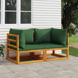 vidaXL Corner Sofa Sets 2-Piece Sectional with Taupe Cushions Solid Acacia Wood