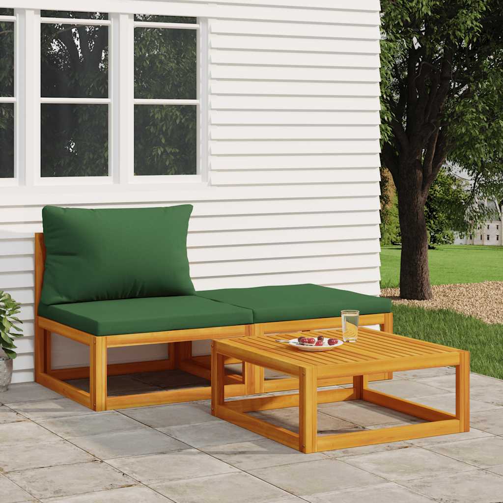 vidaXL Corner Sofa Sets 2-Piece Sectional with Taupe Cushions Solid Acacia Wood