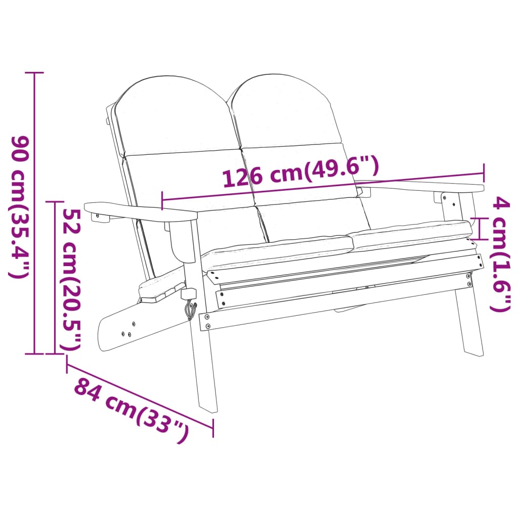 vidaXL Tuinbank Adirondack 126 cm massief acaciahout