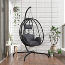 vidaXL Hangende Ei-stoel met Kussen Antraciet Poly Rattan & Staal