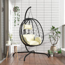 vidaXL Hangende Ei-stoel met Kussen Antraciet Poly Rattan & Staal