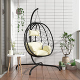vidaXL Hangende Ei-stoel met Kussen Antraciet Poly Rattan & Staal