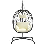 vidaXL Hangende Ei-stoel met Kussen Antraciet Poly Rattan & Staal