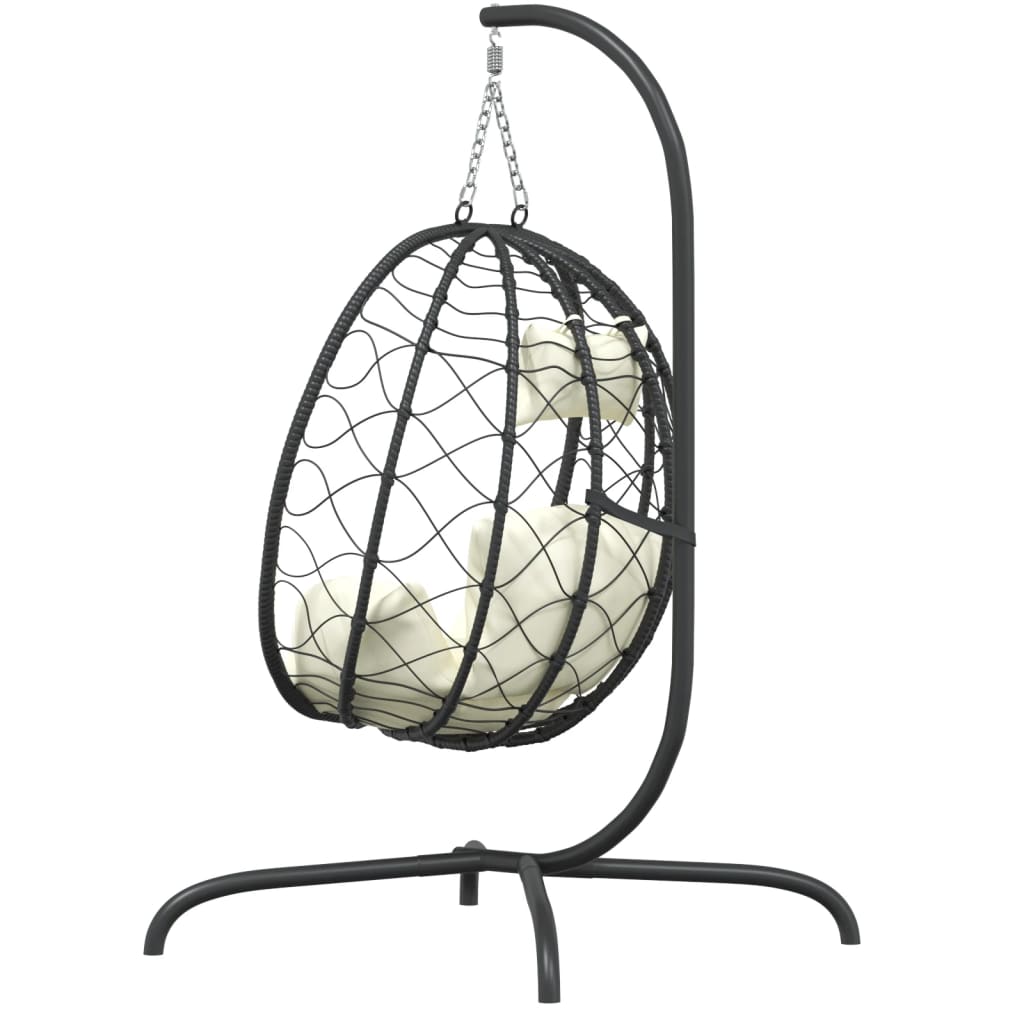 vidaXL Hangende Ei-stoel met Kussen Antraciet Poly Rattan & Staal
