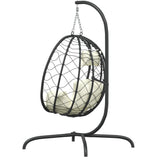 vidaXL Hangende Ei-stoel met Kussen Antraciet Poly Rattan & Staal