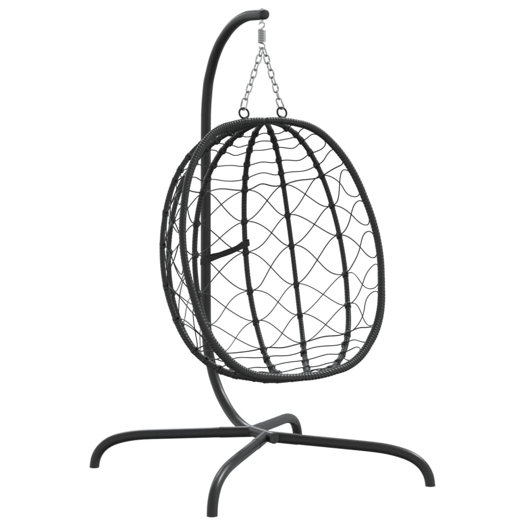 vidaXL Hangende Ei-stoel met Kussen Antraciet Poly Rattan & Staal