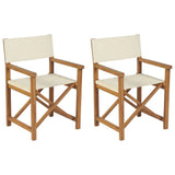 vidaXL Folding Director's Chairs 2 pcs Solid Teak Cream