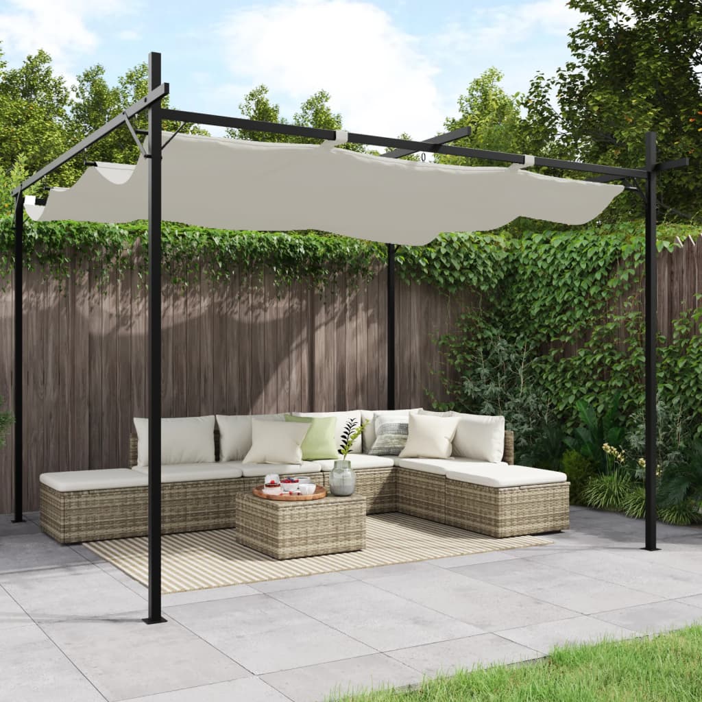 vidaXL Pergola with Retractable Roof 295x292x230 Taupe