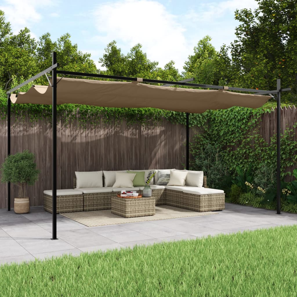 vidaXL Pergola with Retractable Roof 295x292x230 Taupe